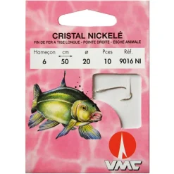 10 Hameçons montés Vmc cristal nickelé 9016 NI 50 cm