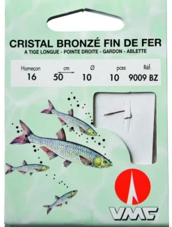 10 Hameçons montés Water Queen cristal bronzé fin de fer 9009 BZ 50 cm