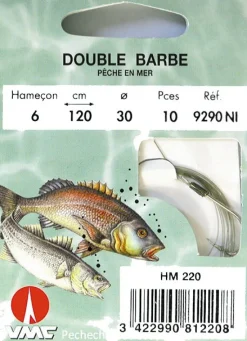 10 Hameçons montés Water Queen double barbe 9290 NI 120 cm