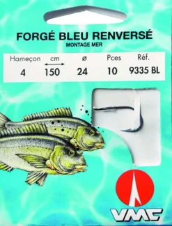 10 Hameçons montés Water Queen forgé bleu renversé 9335 BL 150 cm