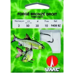 10 Hameçons montés Water Queen forgé bronzé droit 9408 BZ 50 cm