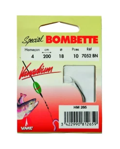 10 Hameçons montés Water Queen spécial Bombette 7052 BN 200 cm
