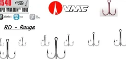 10 Hameçons VMC 8540 Triple Vanadium Rond Rouge