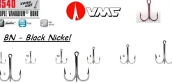 10 Hameçons VMC 8540 Triple Vanadium Rond Black Nickelé