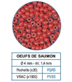 1000 perles œuf de saumon 4 mm Ø int 1,4 mm