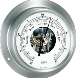 Baromètre Barigo Sky inox satiné cadran blanc