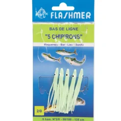 Bas de Ligne 5 Chipirons Flashmer 60 mm 2/0
