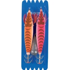 Bas de Ligne 2 x calamarettes Seiche/Encornet 90 mm Rose/Orange