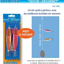 Bas de Ligne 2 x calamarettes Seiche/Encornet 90 mm Rose/Orange