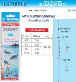Bas de Ligne Daurade Pro Fluorocarbone 2 Hameçons N° 1/0