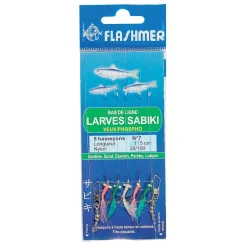 Bas de Ligne Flashmer Larves Sabiki 5 Hamecons