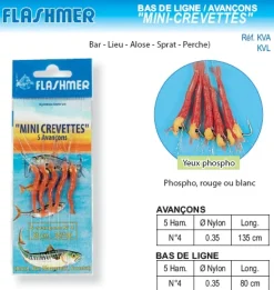 Bas de Ligne Mini-Crevettes Ligne 5 Hameçons N°4