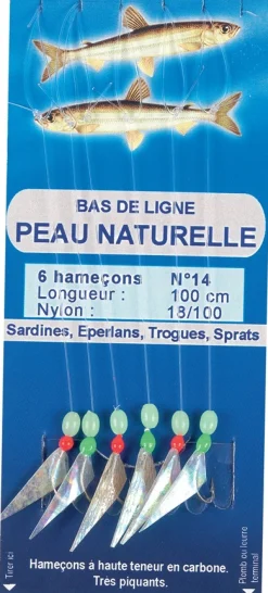 Bas de ligne Peau Naturelle 6 Hameçons