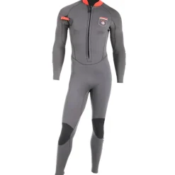 Combinaison longe cote homme Ocean Step Dualzip Steamer 4/3mm Gris-Rouge