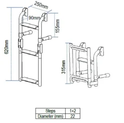 Echelle Lalizas pliable tableau arrière 1+2 marches