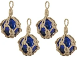 Flotteur de pêche en verre bleu - set de 4
