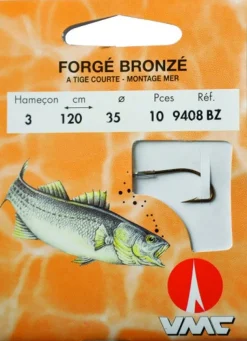 Forgé bronzé tige courte 9408 BZ 120 cm Hameçons N°3 sur Nylon35/100