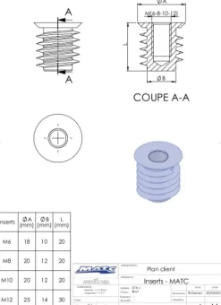 Insert étanche inox MATC - Diamètre 10