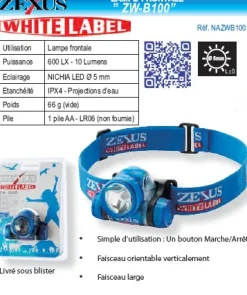 Lampe frontale Zexus White Label Bleue