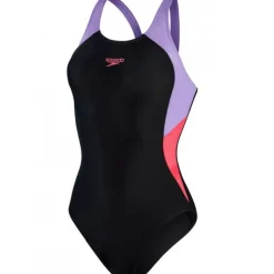 Maillot de bain Colourblock Splice Muscleback Speedo Black/Miami Lilac/Rasberry Fill