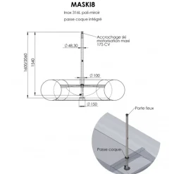 Mât de ski 8 MATC hauteur 1.50 m