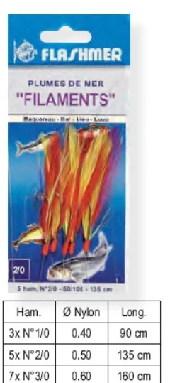 Plume de Mer Flashmer Filaments 5 Hameçons 2/0