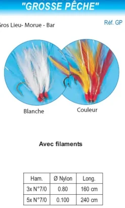 Plumes de Mer Grosse Pêche 3 Hameçons 1600 mm