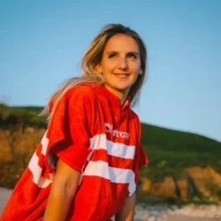 Poncho de bain Northcore Beach Basha Rouge à rayure