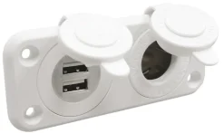 Prise Osculati allume-cigares et double USB blanche