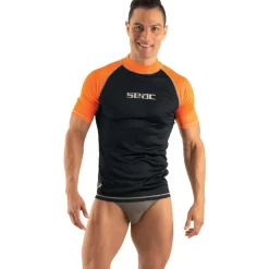 Rash guard Seac sub Homme T-sun Short - Noir/Orange