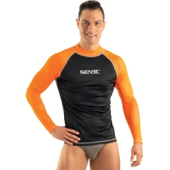 Rash guard Seac sub Homme T-sun Long - Noir/Orange