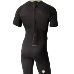 Shorty longe cote homme Ocean Step Dualzip Steamer 2/2mm Noir-Olive