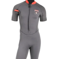 Shorty longe cote homme Ocean Step Dualzip Steamer 2/2mm Gris-rouge