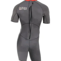 Shorty longe cote homme Ocean Step Dualzip Steamer 2/2mm Gris-rouge