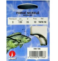 Spécial Mer Forgé Nickelé 9408 NI 120 cm Hameçons N° 6 sur Nylon 28/100