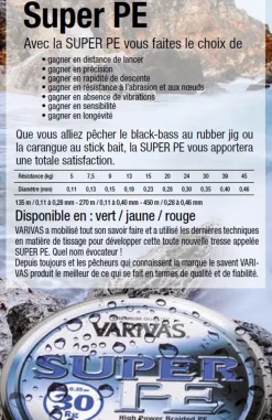 Tresse de pêche Varivas Super PE verte 270 m