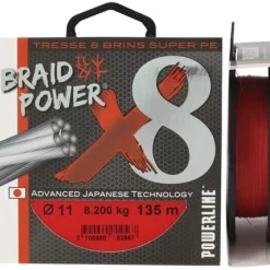 Tresse Powerline Braid Power X8 Rouge 300 m