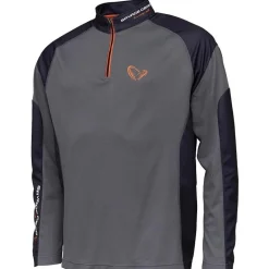 T-Shirt Savage Gear Tournament demi-zip Gris