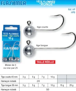 Têtes Plombées Tête Ronde Tige Courte X 3