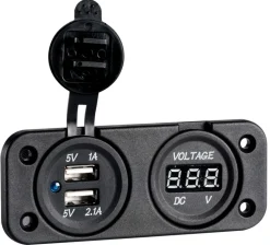Voltmètre Osculati numérique 8/32 V et double prise USB